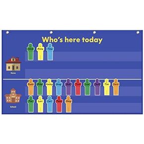 Godery Attendance Pocket Chart for Classroom, Helping Hands Pocket Chart with 36 Cards, Ages 5+