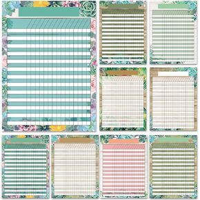 9 PCS Rustic Bloom Classroom Charts Succulents Classroom Incentive Chart Homework Data Charts Reward Chores Chart for Kids Behavior Learning Classroom School Attendance Homework Progress Tracking Pads