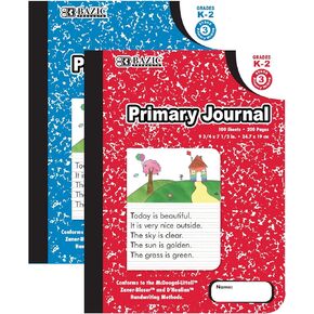 BAZIC Primary Journal 100 Sheet Marble Composition Book, PreSchool 1 Grade 2 Grade Comp Books Notebook, Learning Drawing, COLOR SENT RANDOM, 1-UNIT