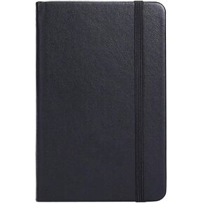 ZZTX Small Pocket Notebook 3.5" x 5.5" Hardcover Lined Paper Mini Notepad with Black Leather Sketchbook Composition Notebook 1 Pack