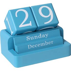 Wooden Block Calendar for Desk, Daily Desktop Perpetual Desk Calendar, Modern Farmhouse Aesthetic Desk Accessories for Home Office Decor, Teacher, Classroom, Reusable Yearly, Black