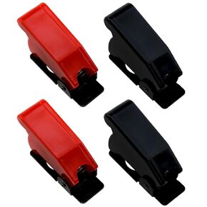 4PCS Toggle Switch Covers Plastic Dustproof Safety Waterproof Safety Flip Covers for Protective Covers for Toggle Switch 12mm Mounting Diameter (Black, Red)