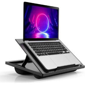 Laptop Lap Desk - Adjustable Lap Desk for Laptop with 8 Angles, Laptop Lap Desk with Cushion Fits up to 15.6 Inch Laptops, Portable Lap Desk with Handle for Home&Office