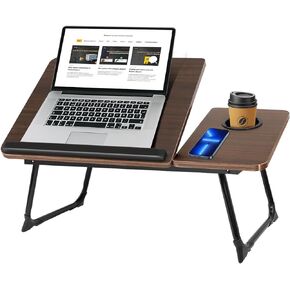 Folding Laptop Lap Desk with 5 Adjustable Angles - Bed Tray with Cup Holder, TV Tray Table for Eating, Reading, Working on Couch or Sofa