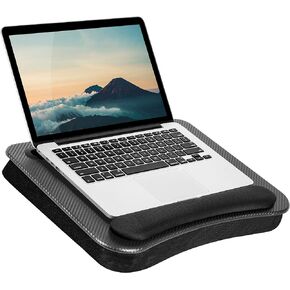 LAPGEAR Memory Foam Lap Desk with Wrist Rest and Media Slot - Medium - Black Carbon - Fits up to 15.6 Inch Laptops and Most Tablet Devices - Style No. 91338