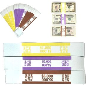 Money Bands Currency Sleeves Straps – Made in USA (Pack of 330) Self-Adhesive Assorted Money Wrappers for Bills Color Coded Wraps Meets ABA Standards, 7.5 x 1.25 inches – Counter Recyclable Kraft Pape