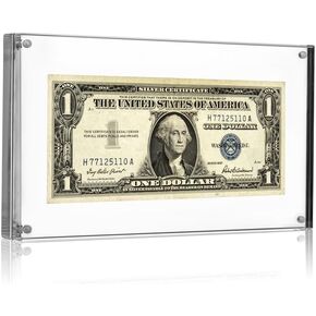 Acrylic Currency Display Frame with Magnetic Backing, Clear, 7.5 x 4 Inch
