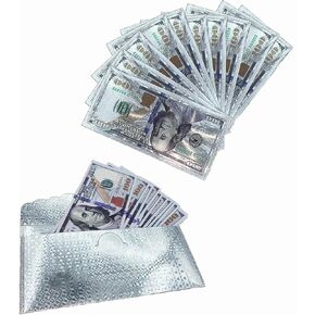 10 X $100 Dollar Bill Envelope Money Card Gift Gold Foil Plated Banknote Sleeve (Gold)