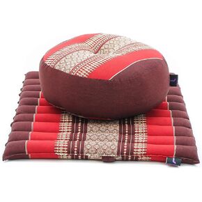 Leewadee Meditation Cushion Set – 1 Small Zafu Yoga Pillow and 1 Small Roll-Up Zabuton Mat Filled with Kapok