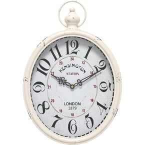 Oval Retro Wall Clock, Rustic Vintage Style, Black Antique Design, Battery Operated Silent Decor Large Wall Clocks for Kitchen,Farmhouse,Office (15.5" H x 10.5" W)