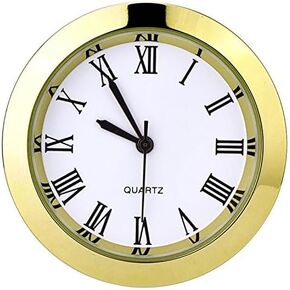 1-1/2 Inch (37 mm) Round Quartz Clock Insert with Roman Numerals Fit 35 mm Diameter Hole (Silver Bezel)