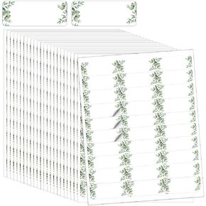 20 Sheets 600 Pcs Wedding Greenery Leaf Address Labels Printable Elegant Eucalyptus Themed Self Adhesive Stickers Writable Paper Gift Tags for Envelope Printer Seal Mailing 1 x 2-5/8 Inch