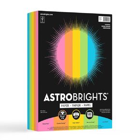 Astrobrights Colored Paper, 8.5" x 11", 24 lb./89 gsm, Cheerful Assortment, 500 Sheets (92035)