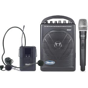 Hisonic HS122B-HL Rechargeable & Portable PA (Public Address) System with Built-in Dual UHF Wireless Microphones (1 Handheld + 1 Belt-Pack)