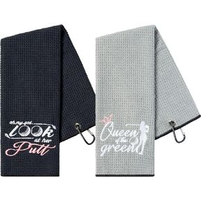 R HORSE 2Pcs Funny Golf Towel Retirement Golf Towel Gift for Men Microfiber Embroidered Golf Towels for Golf Bags with Clip, Golf Towel Accessories Christmas Birthday Gift for Grandpa Father Golf Fan