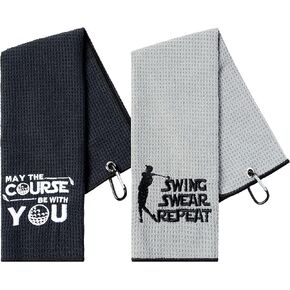 R HORSE 2Pcs Funny Golf Towel Retirement Golf Towel Gift for Men Microfiber Embroidered Golf Towels for Golf Bags with Clip, Golf Towel Accessories Christmas Birthday Gift for Grandpa Father Golf Fan in Kuwait