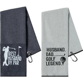 R HORSE 2Pcs Funny Golf Towel Retirement Golf Towel Gift for Men Microfiber Embroidered Golf Towels for Golf Bags with Clip, Golf Towel Accessories Christmas Birthday Gift for Grandpa Father Golf Fan