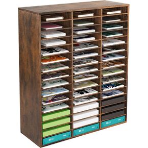 TQVAI Mail Sorter Organizer Countertop, 12 Slots Classroom Mailbox, Wooden Desk File Paper Literature Organizer, Mailboxes for Home Office, Antique