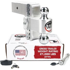 Weigh Safe Adjustable Trailer Hitch Ball Mount, 8" Adjustable Drop Hitch for 3" Receiver w/ 2 pc Keyed Alike Lock Set, Heavy Duty Aluminum Trailer Tow Hitch w/Chrome Plated Tow Balls, 21,000 GTW