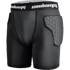 COOLOMG Youth Boys Football Girdle Padded Shorts/Leggings with Crotch Pocket,Integrated Hip,Tailbone,Thigh Pads Girdles