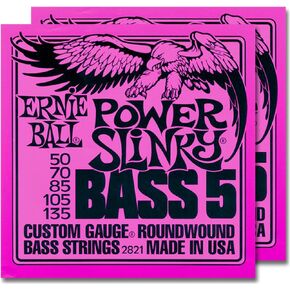 2 Sets of Ernie Ball 2821 Nickel RoundWound Power Slinky 5-String Bass Strings (