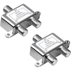 2 Pack NEWCARE Digital 2-Way Coaxial Cable Splitter 5-2400MHz, RG6 Compatible, Work with Satellite/Cable TV and Internet, CATV Antenna System.(COAXIAL Cable NOT Included)