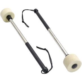2 Pcs 13.8" Bass Drum Mallet Felt Head Percussion Mallets Timpani Sticks with Stainless Steel Handle, Beige