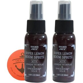 Trader Joe's Super Lemon Room Spritz with Lemon Myrtle & Spearmint Oils 1.69 fl oz - 2 PACK with Bonus Des Mar Magnet