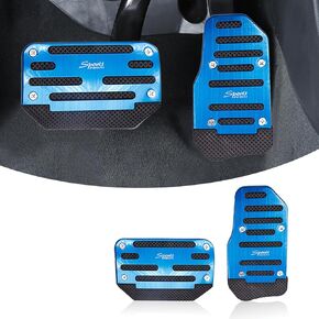 2 PCS Car Brake Pedal, Non-Slip Accelerator Pedal Kit, Aluminum Alloy Pedal Replacement, Vehicle Interior Decoration, Foot Pedal Protection Parts, Universal for Most Cars, Trucks (Blue)