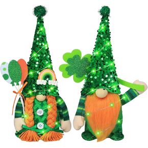 زينة عيد القديس باتريك جنوم، 2 عبوة مصنوعة يدويًا من السيد والسيدة السويدية Tomte Elf Gnomes من القطيفة لتزيين الطاولة هدية لمستلزمات حفلات عيد القديس باتريك الربيعية in Kuwait