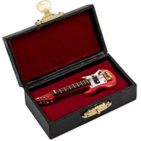 3 Inch Red Electric Guitar Music Instrument Miniature Replica with Lined Case