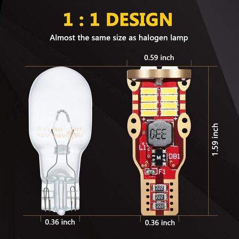 PHINLION 912 921 مصابيح إضاءة احتياطية عكسية LED 2600 لومن RV عالية الطاقة 4014 24-SMD شرائح مصغرة W16W T15 906 لمبة احتياطية لخريطة قبة أضواء صندوق السيارة، 6000K زينون أبيض in Saudi Arabia