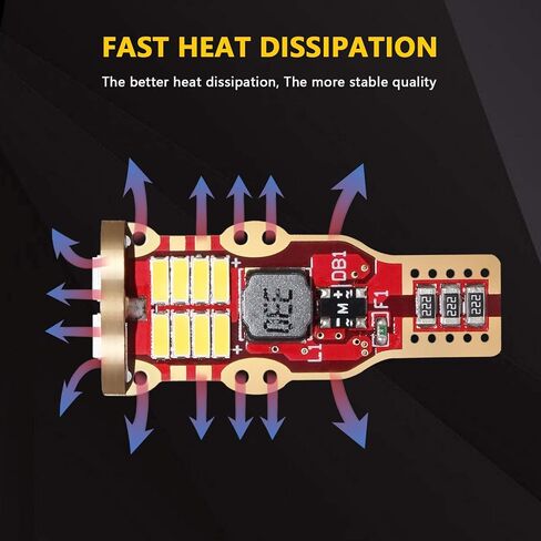 PHINLION 912 921 مصابيح إضاءة احتياطية عكسية LED 2600 لومن RV عالية الطاقة 4014 24-SMD شرائح مصغرة W16W T15 906 لمبة احتياطية لخريطة قبة أضواء صندوق السيارة، 6000K زينون أبيض in Saudi Arabia