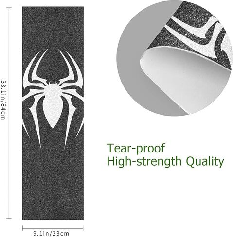 شريط قبضة لوح التزلج، رمز العنكبوت، شريط قبضة لوح التزلج، شريط قبضة لوح التزلج مقاس 33 بوصة × 9 بوصة، خالٍ من الفقاعات، شريط قبضة مضاد للانزلاق مقاوم للماء، شريط قبضة سكوتر in Kuwait