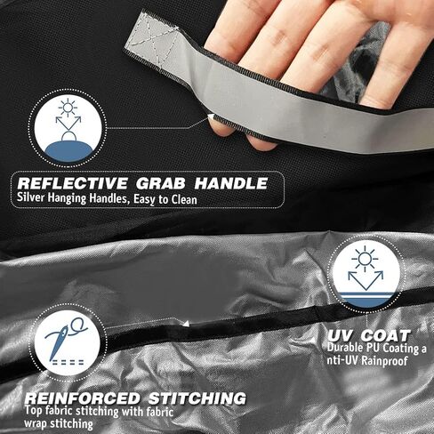 أغطية الدراجات النارية لجميع المواسم، أغطية الدراجات النارية العالمية، مقاومة للماء والشمس في الهواء الطلق، مقاومة للتمزق مع حقيبة تخزين بفتحات عاكسة للقفل، تناسب ما يصل إلى 96.5 بوصة من غطاء مركبة الدراجات النارية in Kuwait