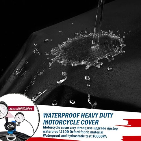 أغطية الدراجات النارية لجميع المواسم، أغطية الدراجات النارية العالمية، مقاومة للماء والشمس في الهواء الطلق، مقاومة للتمزق مع حقيبة تخزين بفتحات عاكسة للقفل، تناسب ما يصل إلى 96.5 بوصة من غطاء مركبة الدراجات النارية in Kuwait