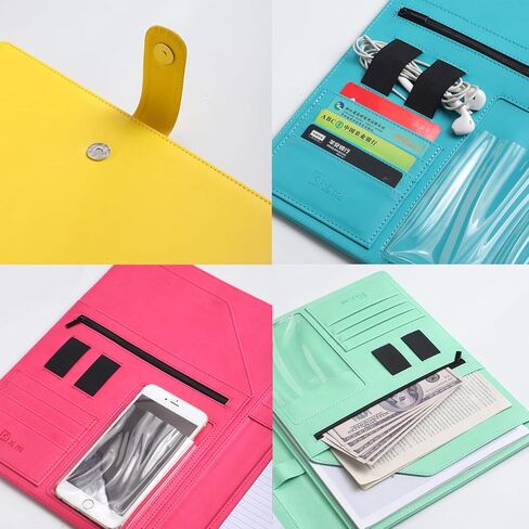 حافظة أعمال مقاس 12.8 * 9.6 بوصة، يمكن استخدام الهاتف الذكي في منظم المستندات، ومجلد ملفات المؤتمرات مع حافظة بحجم A4/Letter ومفكرة - وردي فاقع in Kuwait