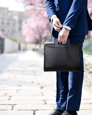 Travigo 3-Ring Business Leatherette Portfolio | Retractable Handles | Solar Calculator | Professional Business Folder Resume Document Organizer Notepad Included,S803 (Black) in Kuwait