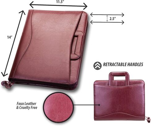 Travigo 3-Ring Business Leatherette Portfolio | Retractable Handles | Solar Calculator | Professional Business Folder Resume Document Organizer Notepad Included,S803 (Black) in Kuwait