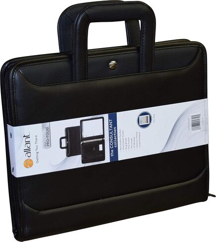 سحاب Allant حول Vynil 3 Ring Padfolio مع مقابض قابلة للسحب - أسود in Kuwait