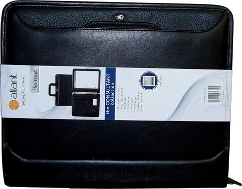 سحاب Allant حول Vynil 3 Ring Padfolio مع مقابض قابلة للسحب - أسود in Kuwait