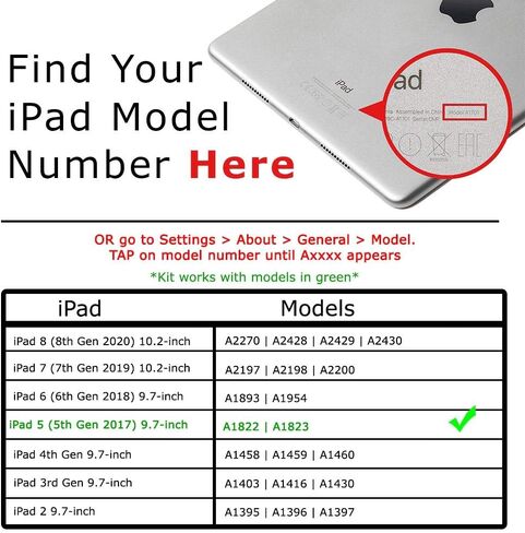 for iPad 5 5th Gen | iPad Air Screen Replacement LCD Display (9.7" 2017, A1822 | A1823 | A1474 | A1475 | A1476) - Beginner Friendly in Kuwait