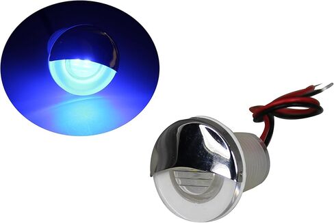 Pactrade Marine 2PCS قارب السيارات RV مقطورة الفولاذ المقاوم للصدأ 316 LED لهجة مجاملة جولة أسفل ضوء عدسة واضحة (الأزرق) in Kuwait