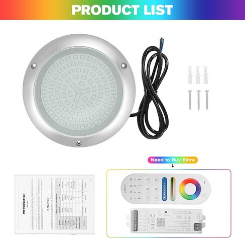 HUSUKU RS8 RGB 15000LM ضوء بحري تحت الماء للقارب، 7 بوصة، 93LED DC 12V، جسم معدني بالكامل، IP68، ضوء قارب LED متغير اللون لقارب اليخوت المستعرض لصيد الأسماك عائم in Kuwait
