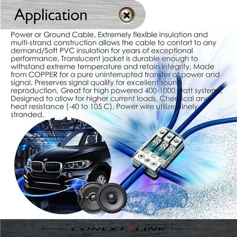 Conext Link 15 FT 8 AWG GA كابل طاقة البطارية ذو المقياس الكامل سلك ارضي فروست بلو OFC نحاس (10130) in Saudi Arabia