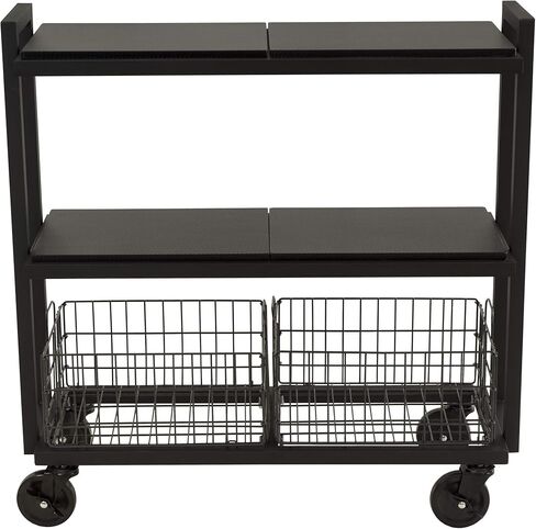 نظام عربة تخزين متنقلة من أتلانتيك، مع أرفف وسلال قابلة للتبديل، إطار فولاذي مطلي بالكامل، 3 طبقات، عجلات دوارة للتنقل، PN 23350329، باللون الأسود in Kuwait