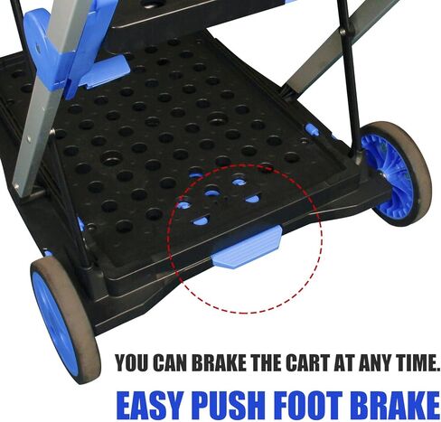 عربة تسوق قابلة للطي، عربة قابلة للطي بطبقتين مع صندوق واحد، عربة أدوات شديدة التحمل مع عجلات دوارة 360 درجة، عربة قابلة للطي متعددة الاستخدامات للتسوق والنزهة والمكتب in Kuwait