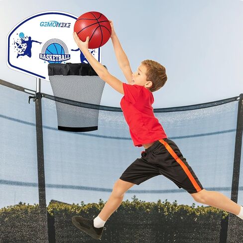 مرفق حلقة كرة السلة ترامبولين، تتضمن كرة سلة صغيرة ومضخة، وحلقة كرة سلة عالمية للترامبولين، سهلة التجميع، مناسبة للقطب المستقيم والقطب المنحني in Kuwait