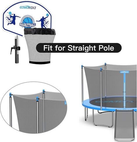 مرفق حلقة كرة السلة ترامبولين، تتضمن كرة سلة صغيرة ومضخة، وحلقة كرة سلة عالمية للترامبولين، سهلة التجميع، مناسبة للقطب المستقيم والقطب المنحني in Kuwait