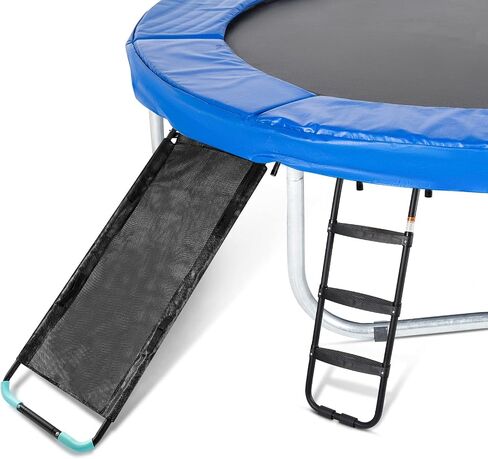 2 Pack Trampoline Ladder and Slide Set, 3 Step Wide Trampoline Safety Ladder Stairs and Strong Tear Resistant Trampoline Slide Ladder Universal Trampoline Accessories for Kid Climb up and Slide Down in Saudi Arabia